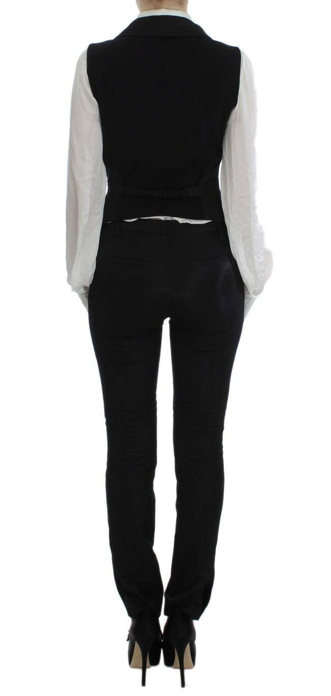 Exte Black One Button Three Piece Suit -   -  Exte.