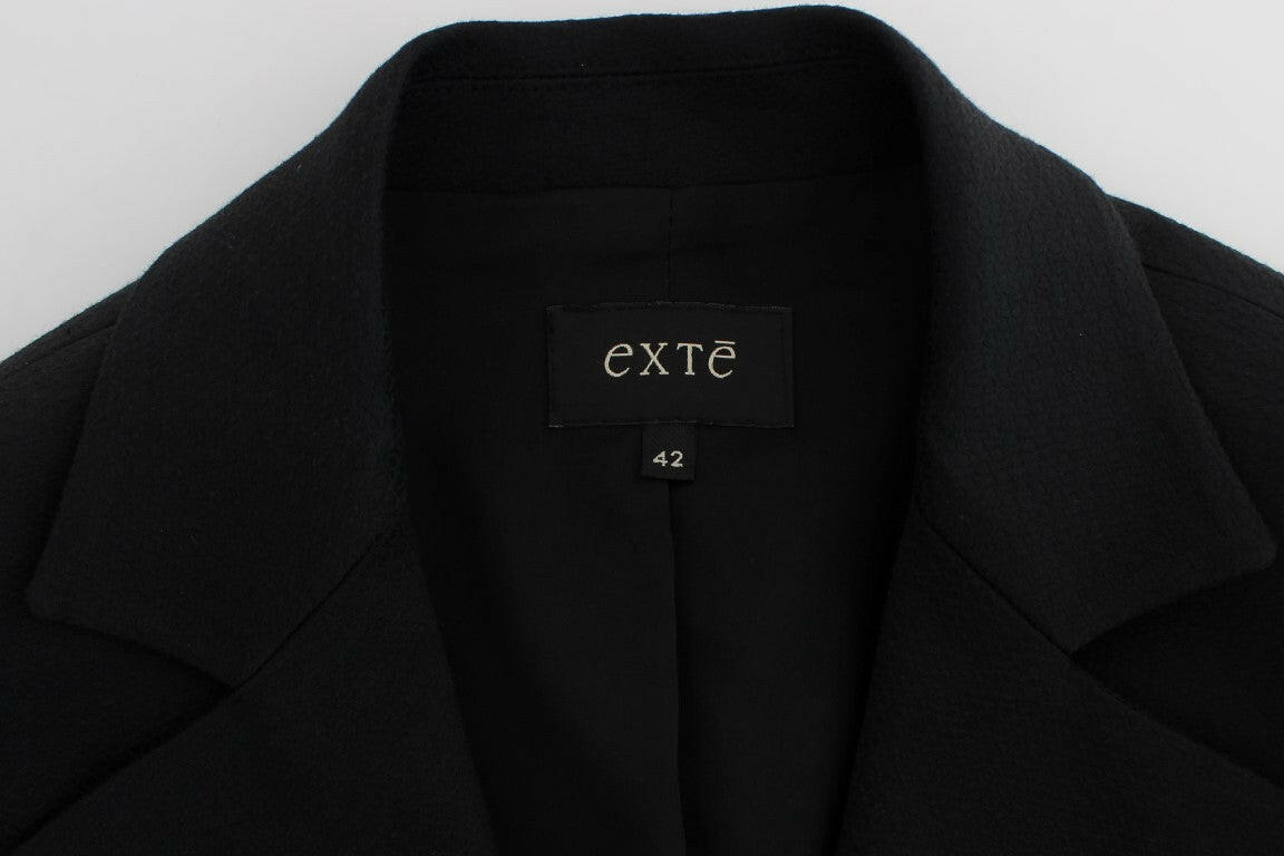 Exte Black Cotton Stretch Gold Studded Blazer Jacket -   -  Exte.