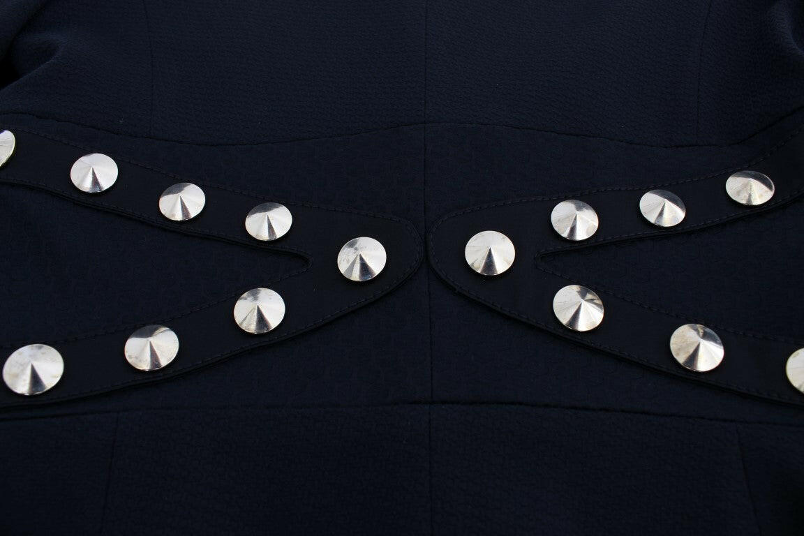 Exte Black Cotton Stretch Gold Studded Blazer Jacket -   -  Exte.
