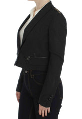 Exte Gray Stretch Gold Studded Short Jacket -   -  Exte.