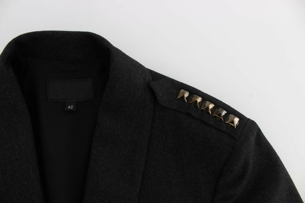 Exte Gray Stretch Gold Studded Short Jacket -   -  Exte.