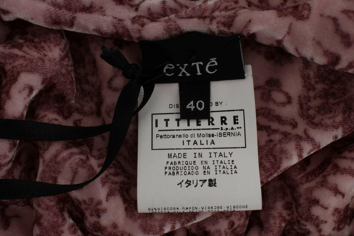 Exte Pink Floral Print Viscose Silk Blouse Top -   -  Exte.