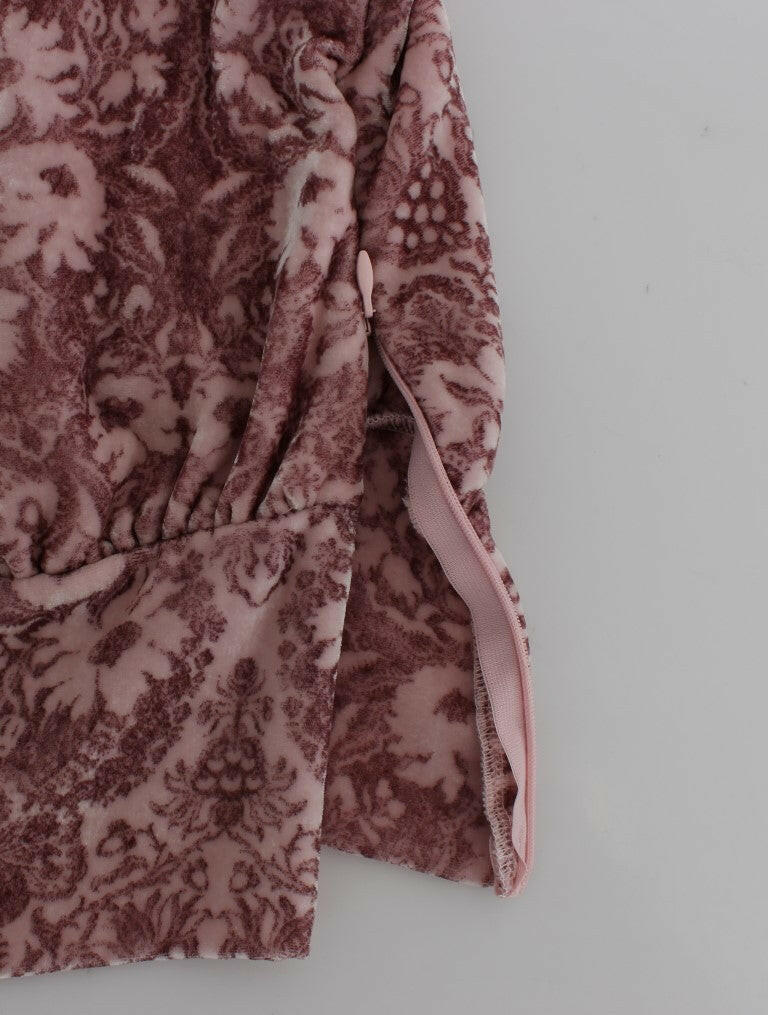 Exte Pink Floral Print Viscose Silk Blouse Top -   -  Exte.