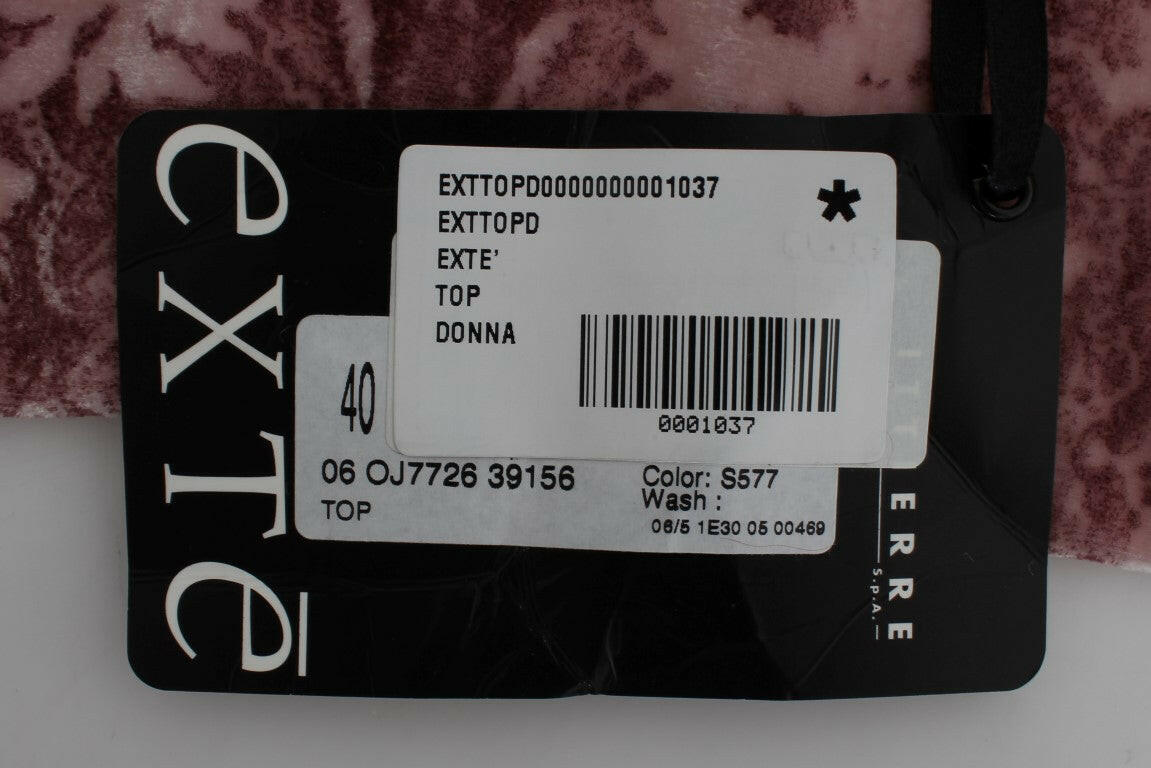 Exte Pink Floral Print Viscose Silk Blouse Top -   -  Exte.