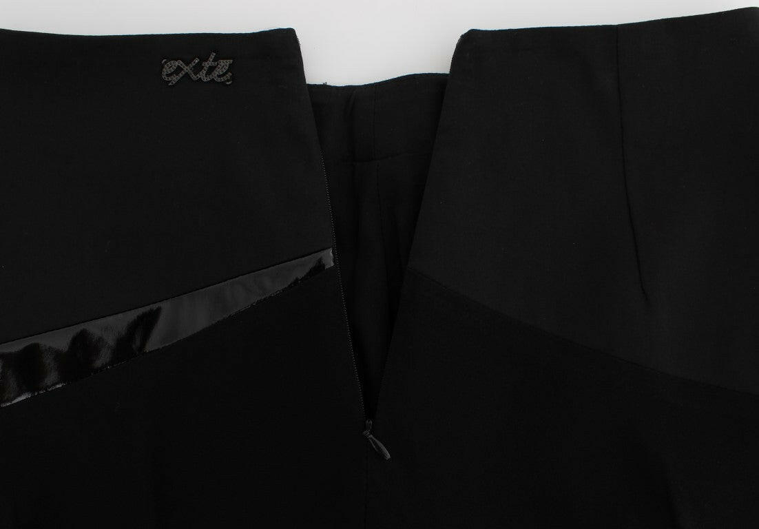 Exte Black Blue Cotton Stretch Straight Skirt -   -  Exte.