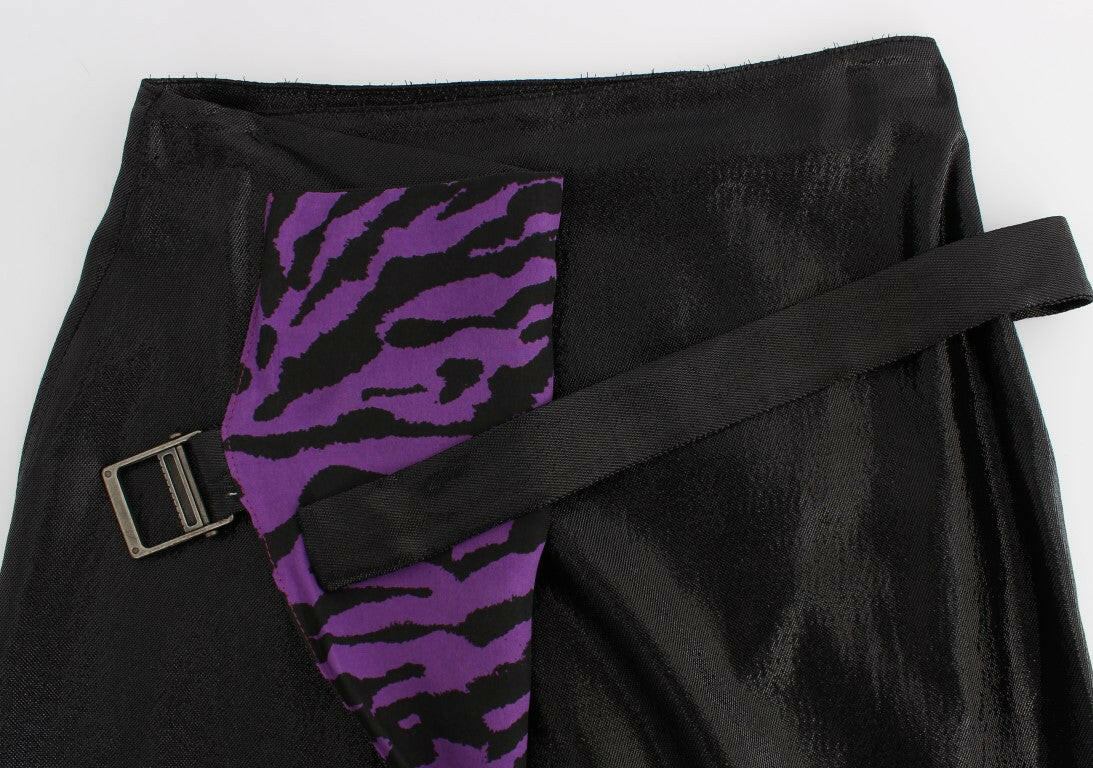 Exte Black Wool Silk Above Knee Straight Skirt -   -  Exte.
