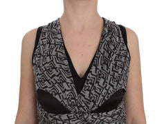 Karl Lagerfeld Gray Black Silk Blouse Top -   -  Karl Lagerfeld.