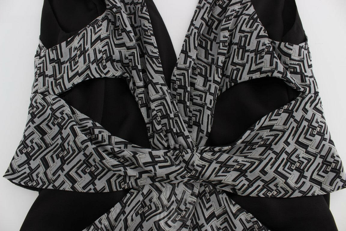 Karl Lagerfeld Gray Black Silk Blouse Top -   -  Karl Lagerfeld.