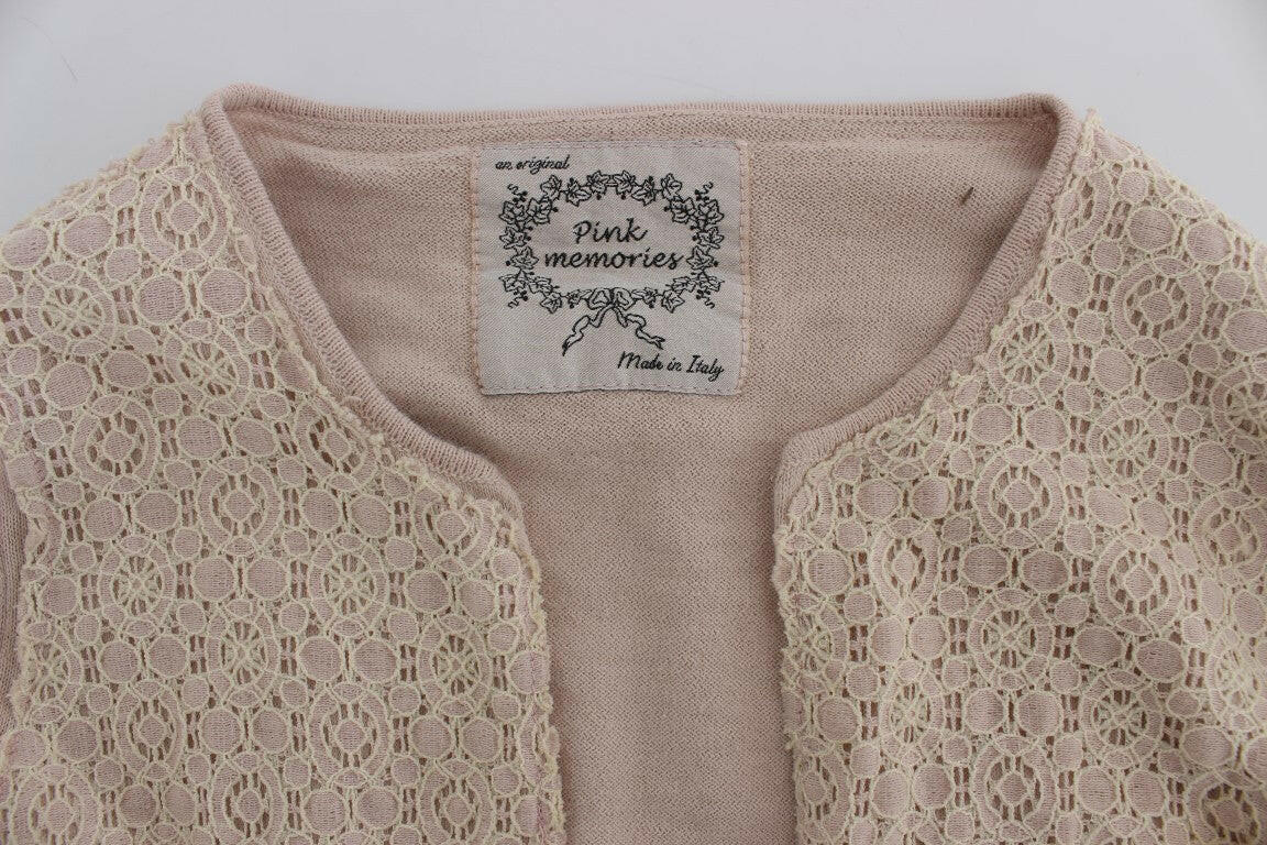 PINK MEMORIES Pink Floral Lace Wrap Sweater -   -  PINK MEMORIES.