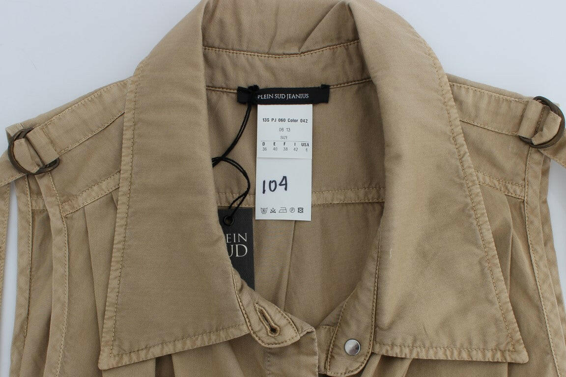 PLEIN SUD Beige Cotton Sleeveless Shirt -   -  PLEIN SUD.