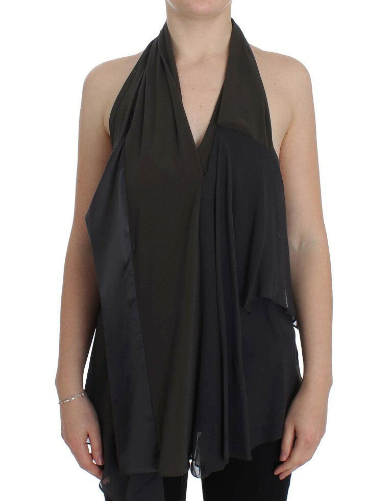 CORA GROPPO Gray Blue Stretch Blouse Top -   -  CORA GROPPO.