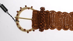 Dolce & Gabbana Brown Raffia Wood Beaded Wide Waist Belt -   -  Dolce & Gabbana.