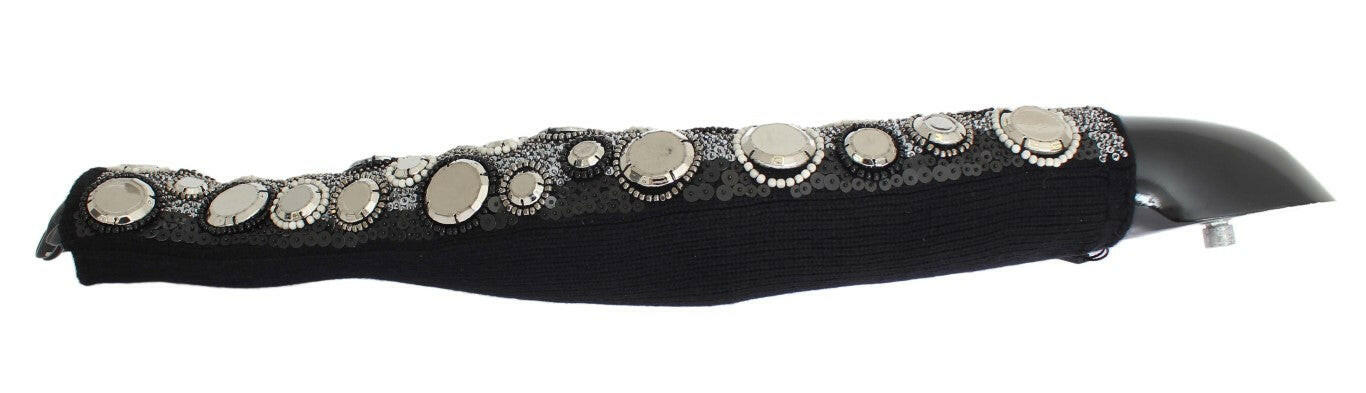 Dolce & Gabbana Black Cashmere Sequined Finger Less Gloves -   -  Dolce & Gabbana.