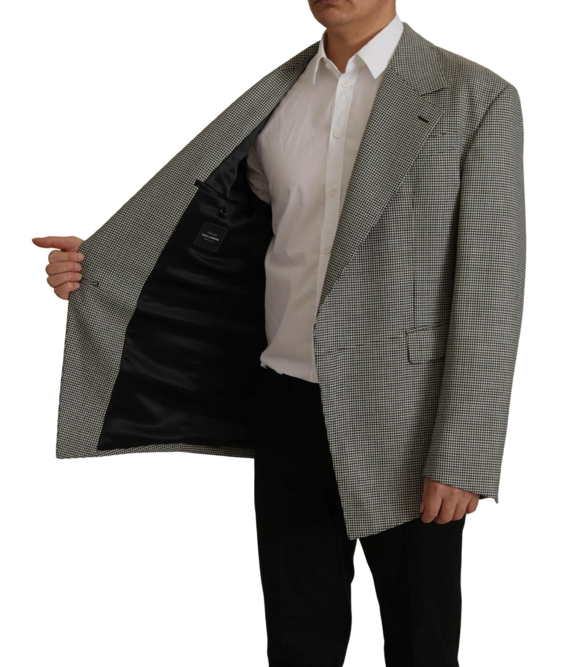 Dolce & Gabbana Gray Checkered Single Breasted Jacket Blazer -   -  Dolce & Gabbana.