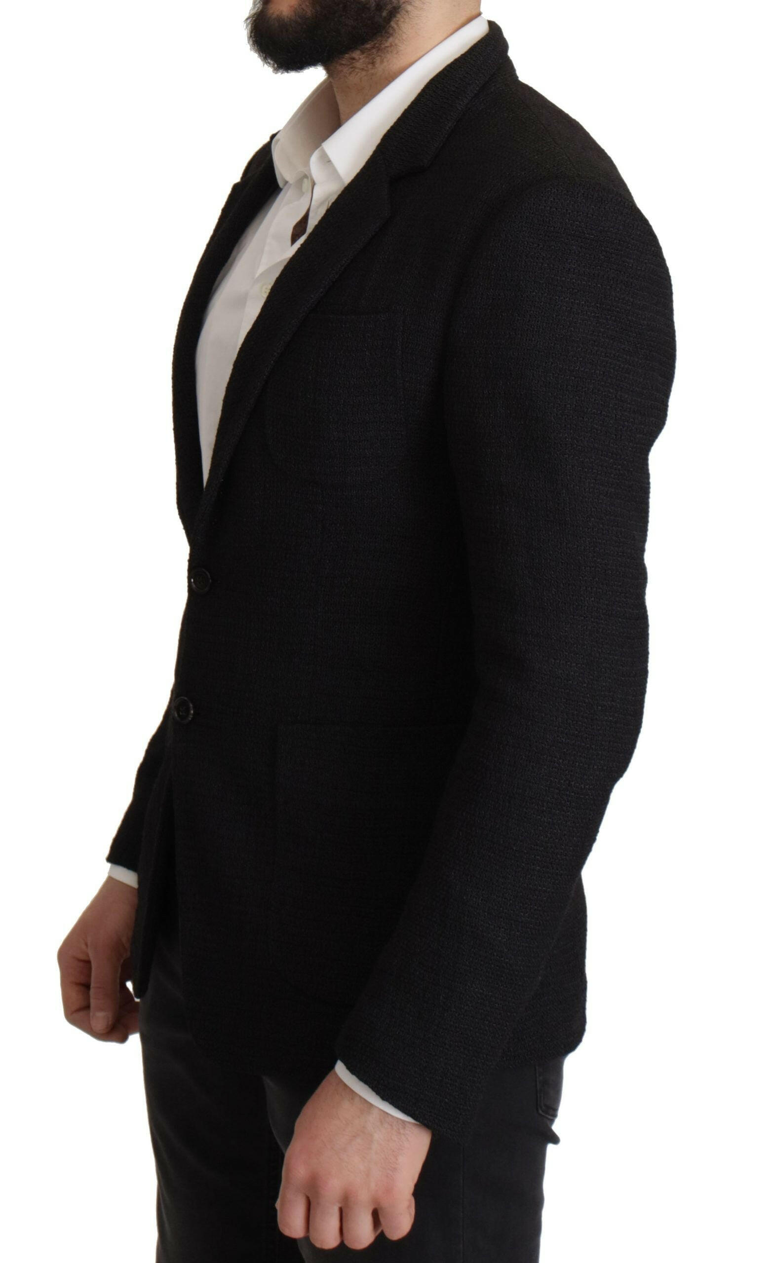 Dolce & Gabbana Black Single Breasted Coat Men Blazer -   -  Dolce & Gabbana.