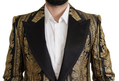 Dolce & Gabbana Black Gold Jacquard Single Breasted Blazer -   -  Dolce & Gabbana.