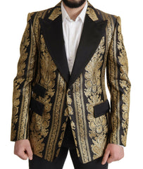Dolce & Gabbana Black Gold Jacquard Single Breasted Blazer -   -  Dolce & Gabbana.