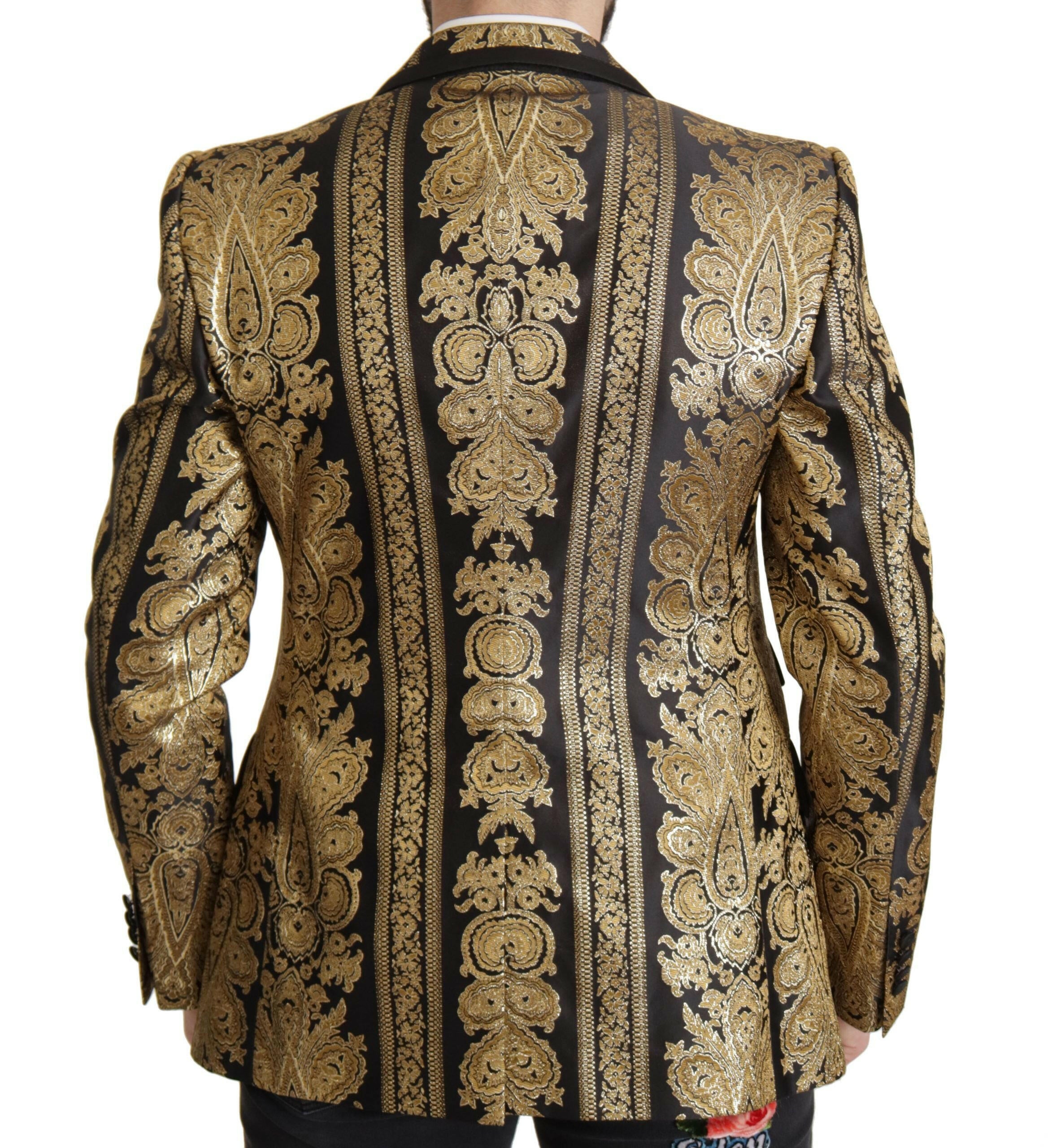Dolce & Gabbana Black Gold Jacquard Single Breasted Blazer -   -  Dolce & Gabbana.