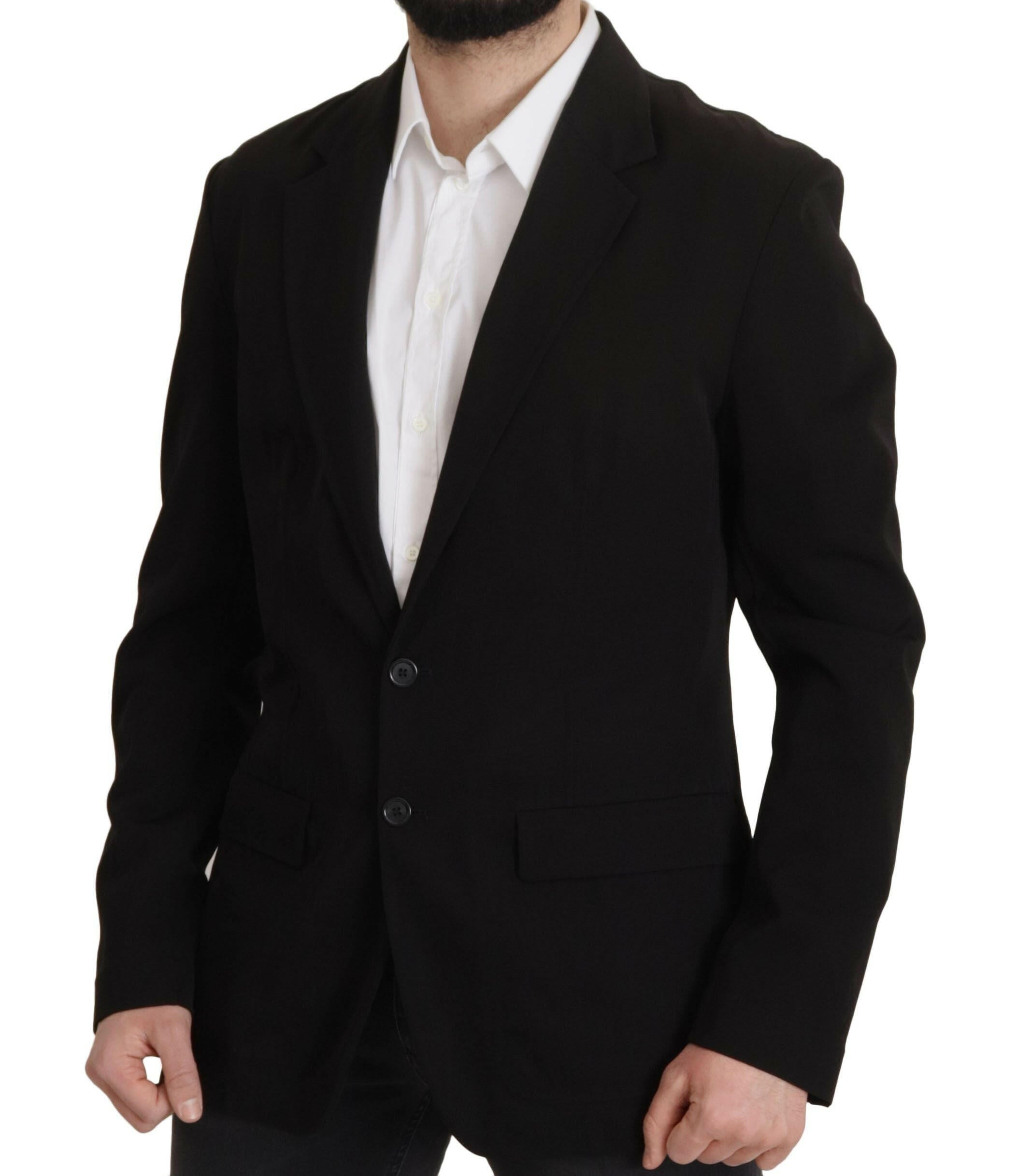 Dolce & Gabbana Black Wool Single Breasted Coat Blazer -   -  Dolce & Gabbana.