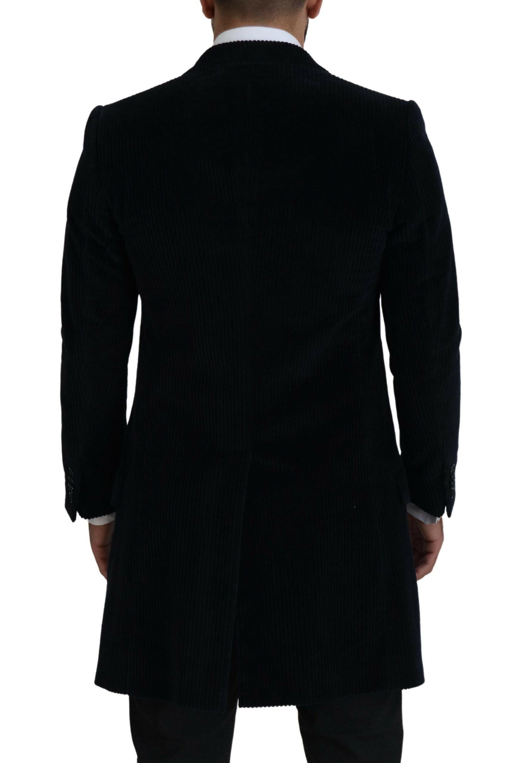 Dolce & Gabbana Black Cotton Cardigan Long Coat Men Jacket -   -  Dolce & Gabbana.