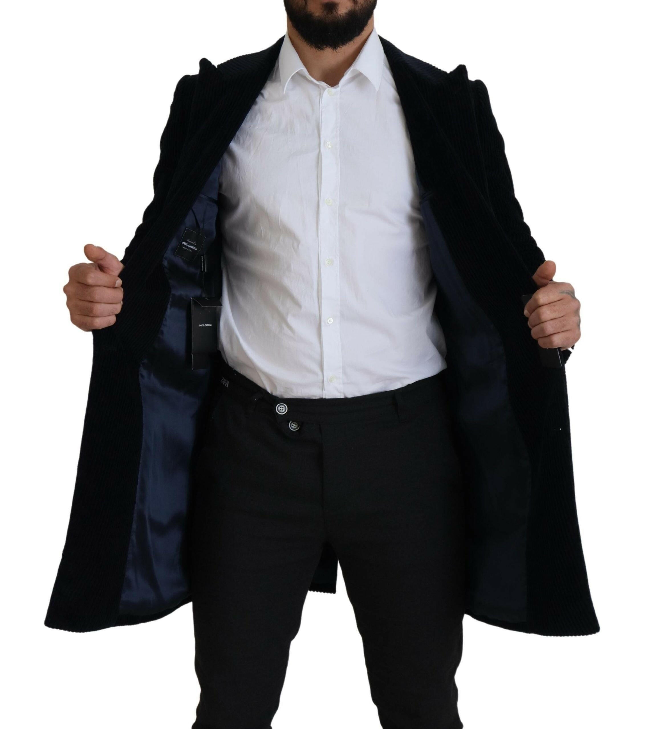 Dolce & Gabbana Black Cotton Cardigan Long Coat Men Jacket -   -  Dolce & Gabbana.