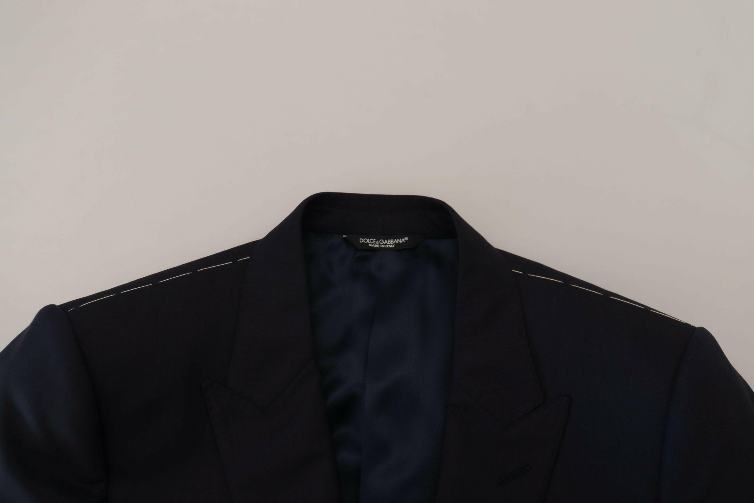 Dolce & Gabbana Blue Wool Single Breasted Coat Blazer -   -  Dolce & Gabbana.