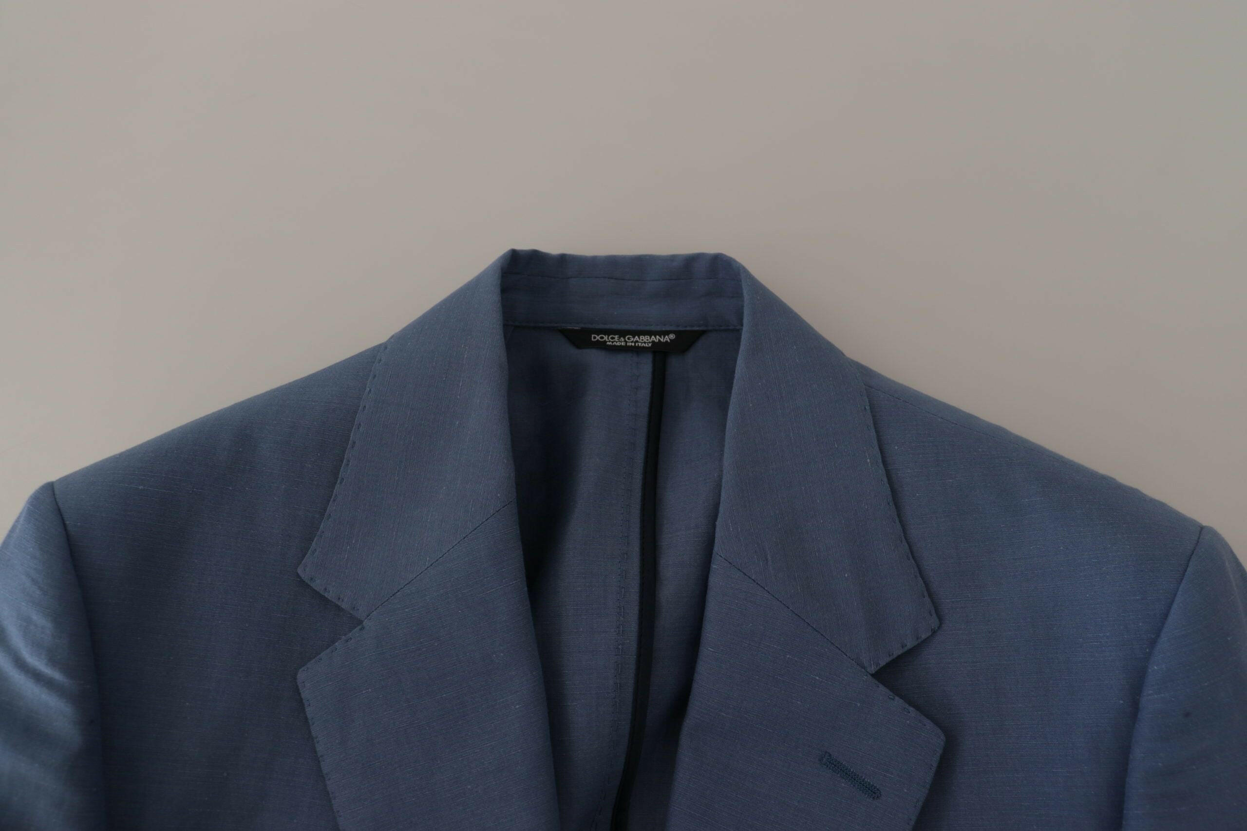 Dolce & Gabbana Blue Single Breasted Logo Blazer Jacket -   -  Dolce & Gabbana.