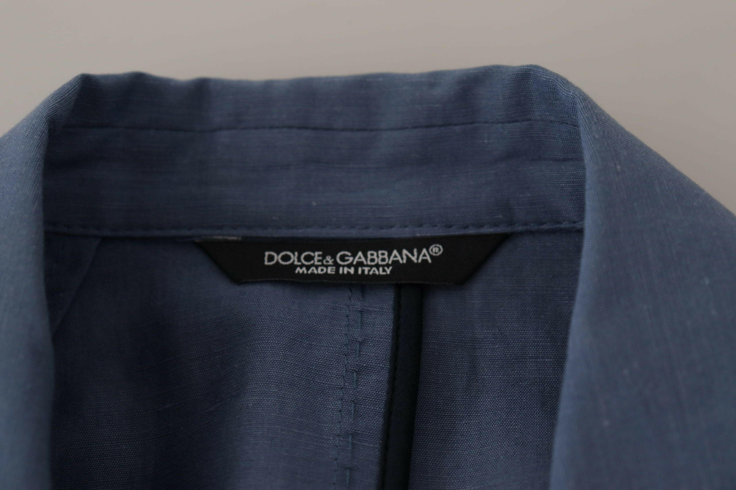 Dolce & Gabbana Blue Single Breasted Logo Blazer Jacket -   -  Dolce & Gabbana.