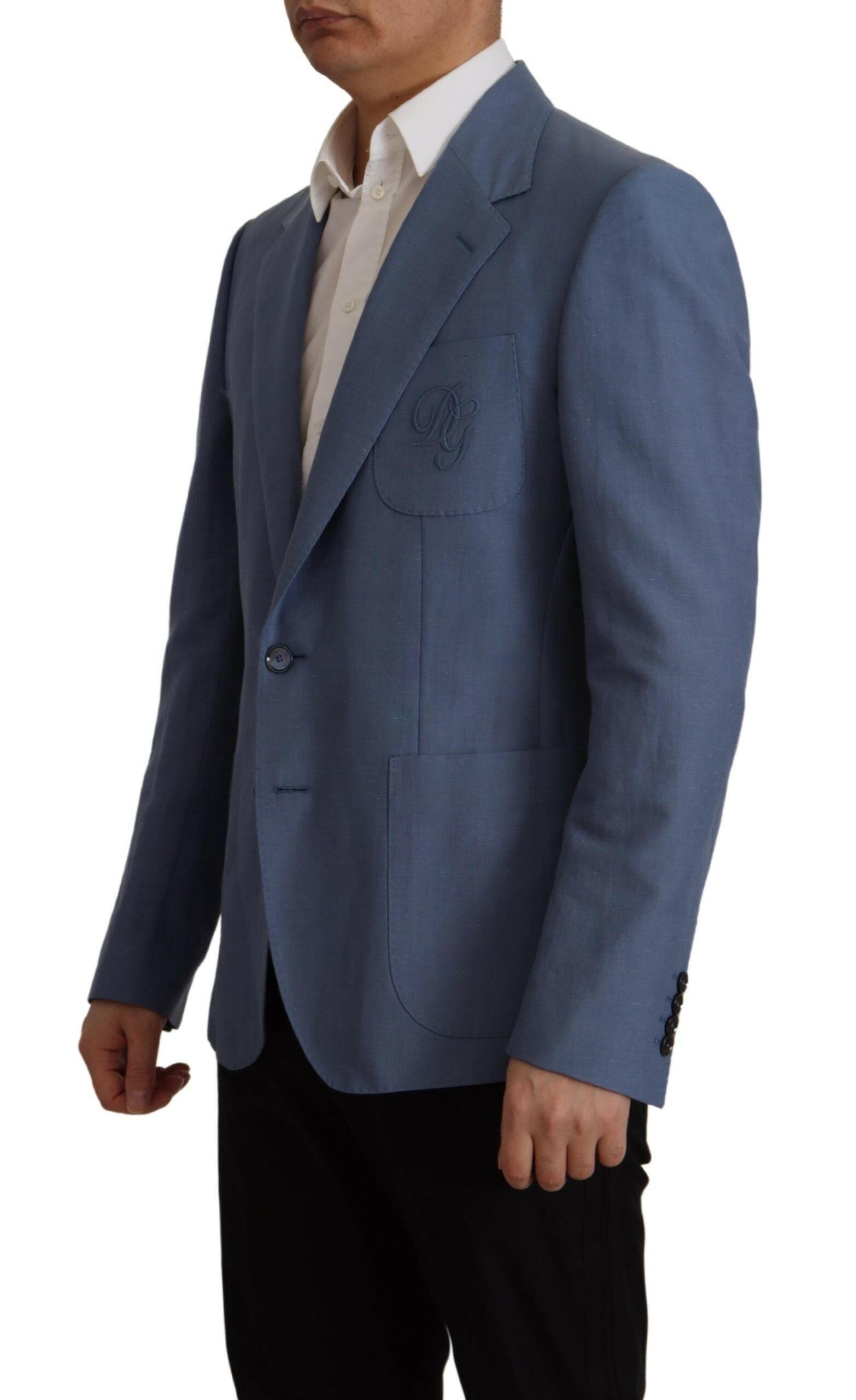 Dolce & Gabbana Blue Single Breasted Logo Blazer Jacket -   -  Dolce & Gabbana.