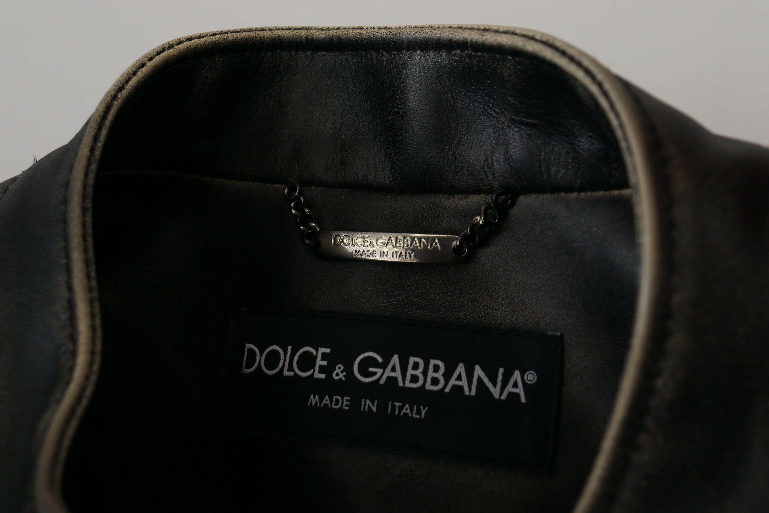 Dolce & Gabbana Black Leather Zipper Biker Coat Jacket -   -  Dolce & Gabbana.