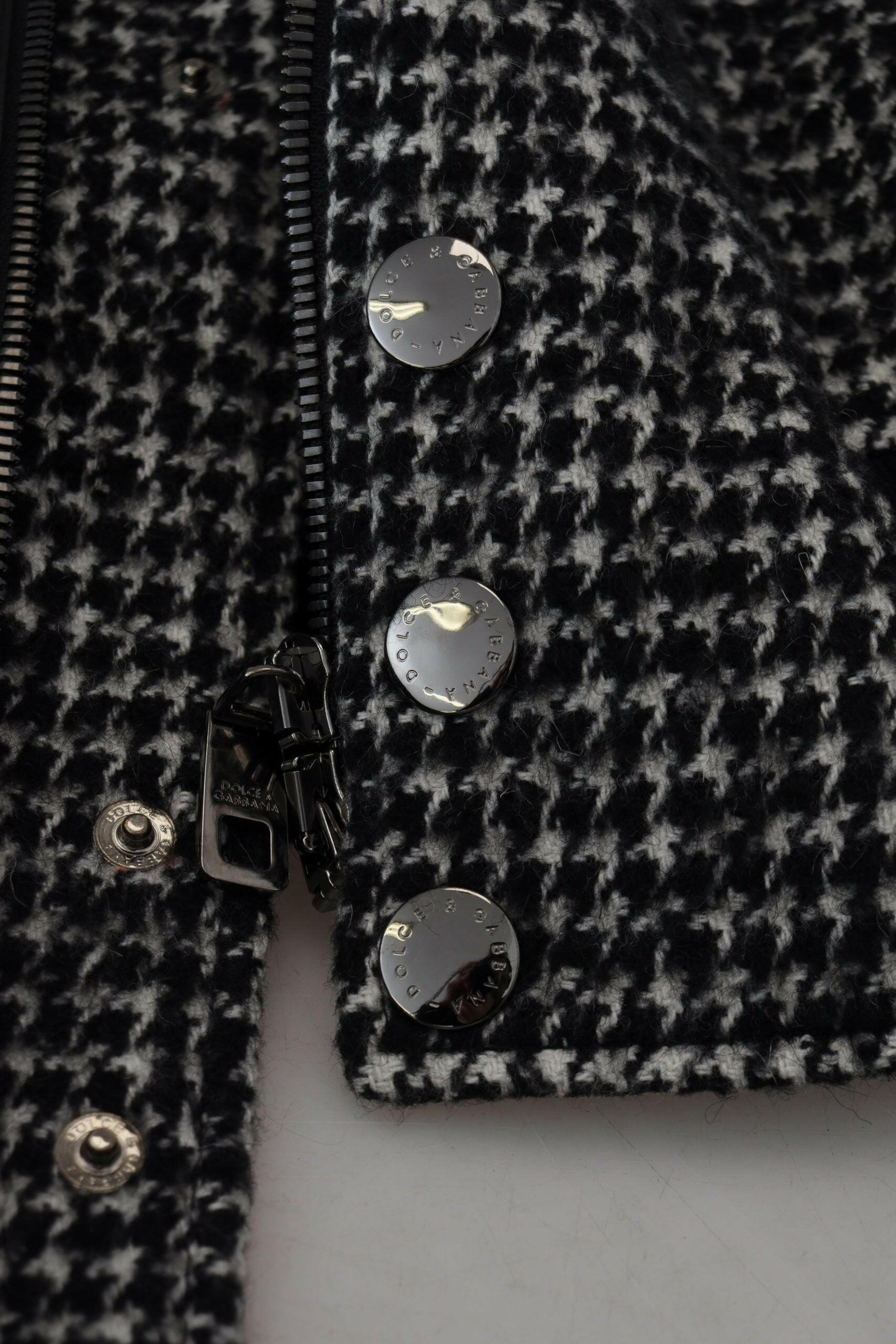Dolce & Gabbana Black Houndstooth Polyester Bomber Jacket -   -  Dolce & Gabbana.
