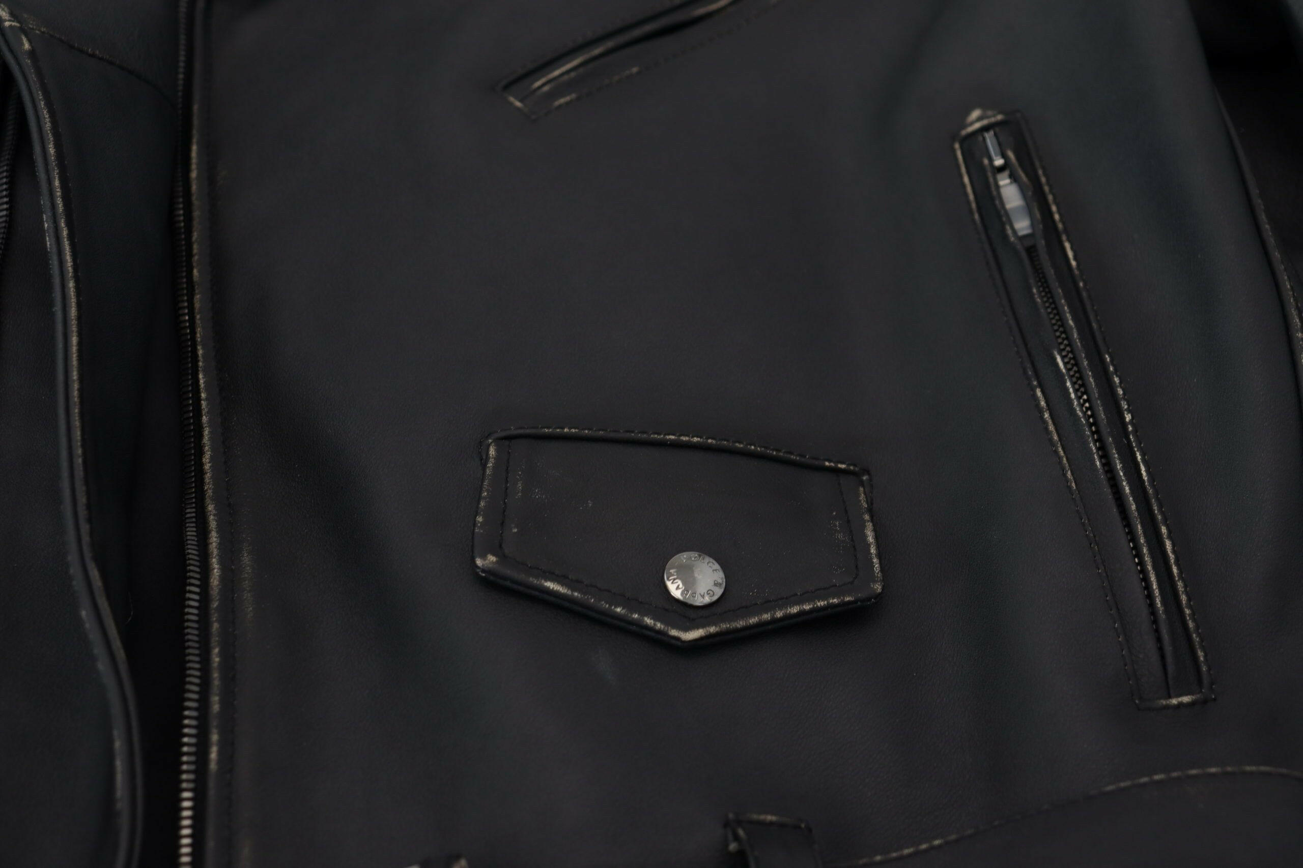 Dolce & Gabbana Black Leather Biker Coat Zipper Jacket -   -  Dolce & Gabbana.