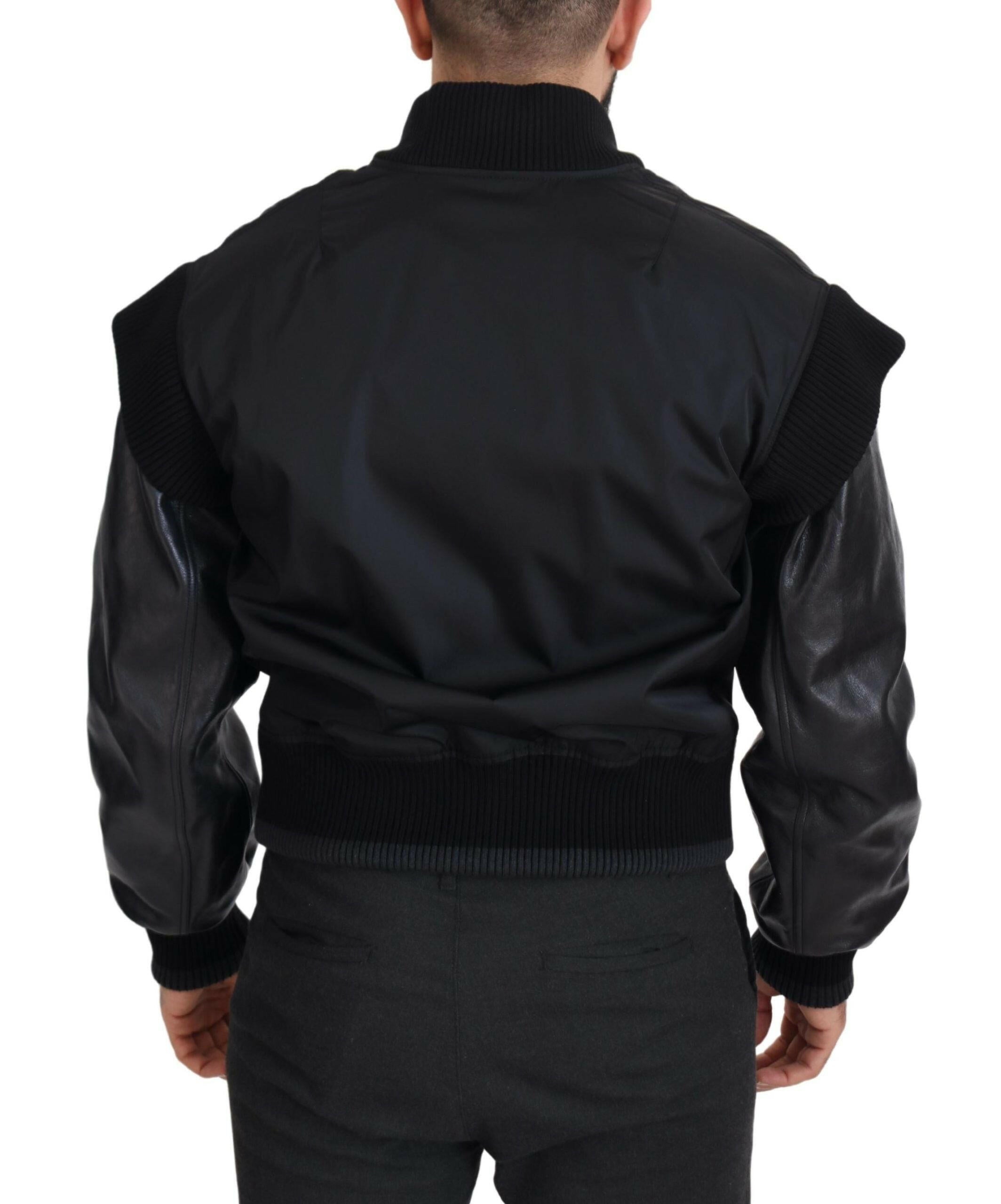 Dolce & Gabbana Black Nylon Crystals Coat Buttons Jacket -   -  Dolce & Gabbana.