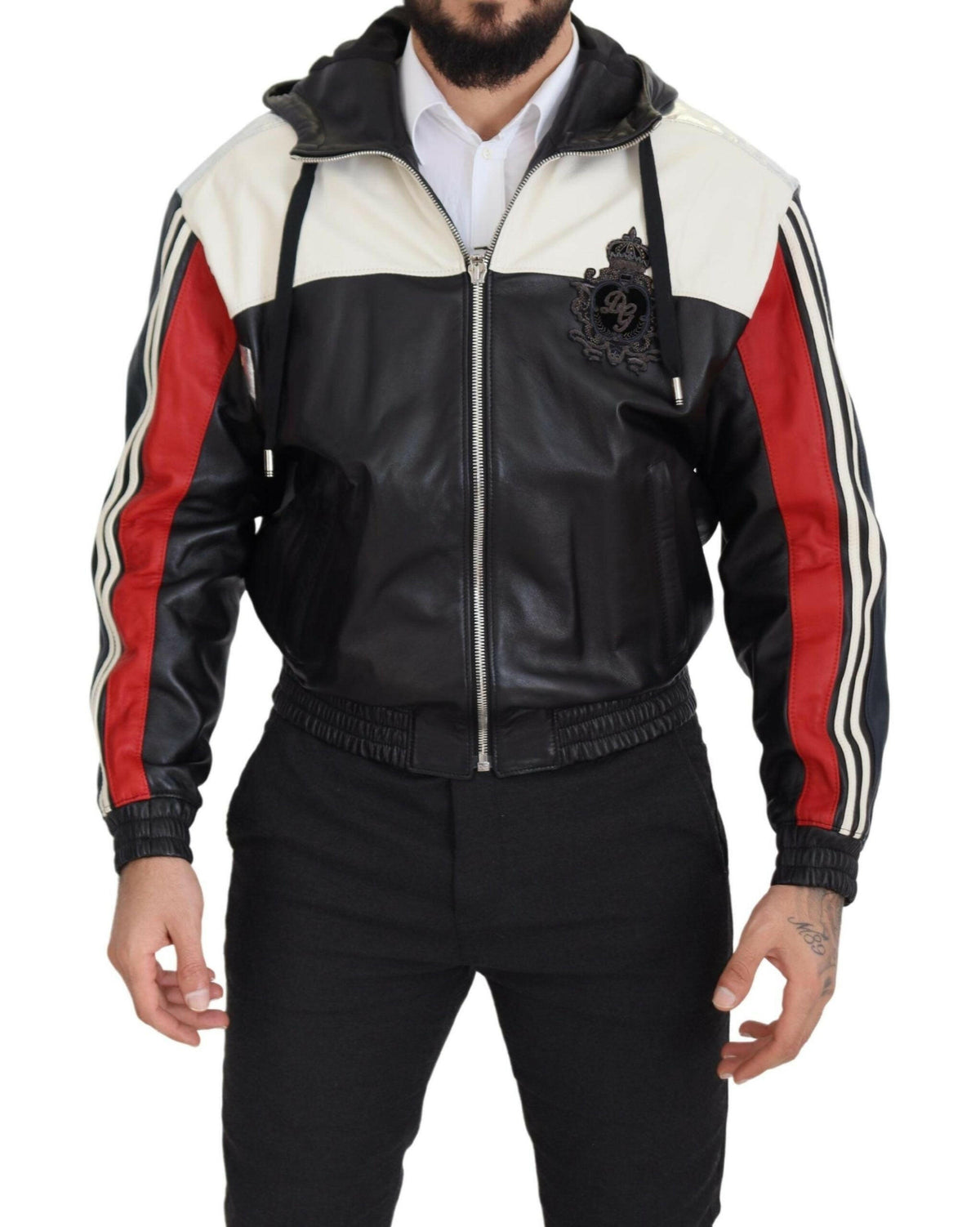 Dolce & Gabbana Black Leather Hooded Blouson Coat Jacket -   -  Dolce & Gabbana.