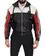 Dolce & Gabbana Black Leather Hooded Blouson Coat Jacket -   -  Dolce & Gabbana.