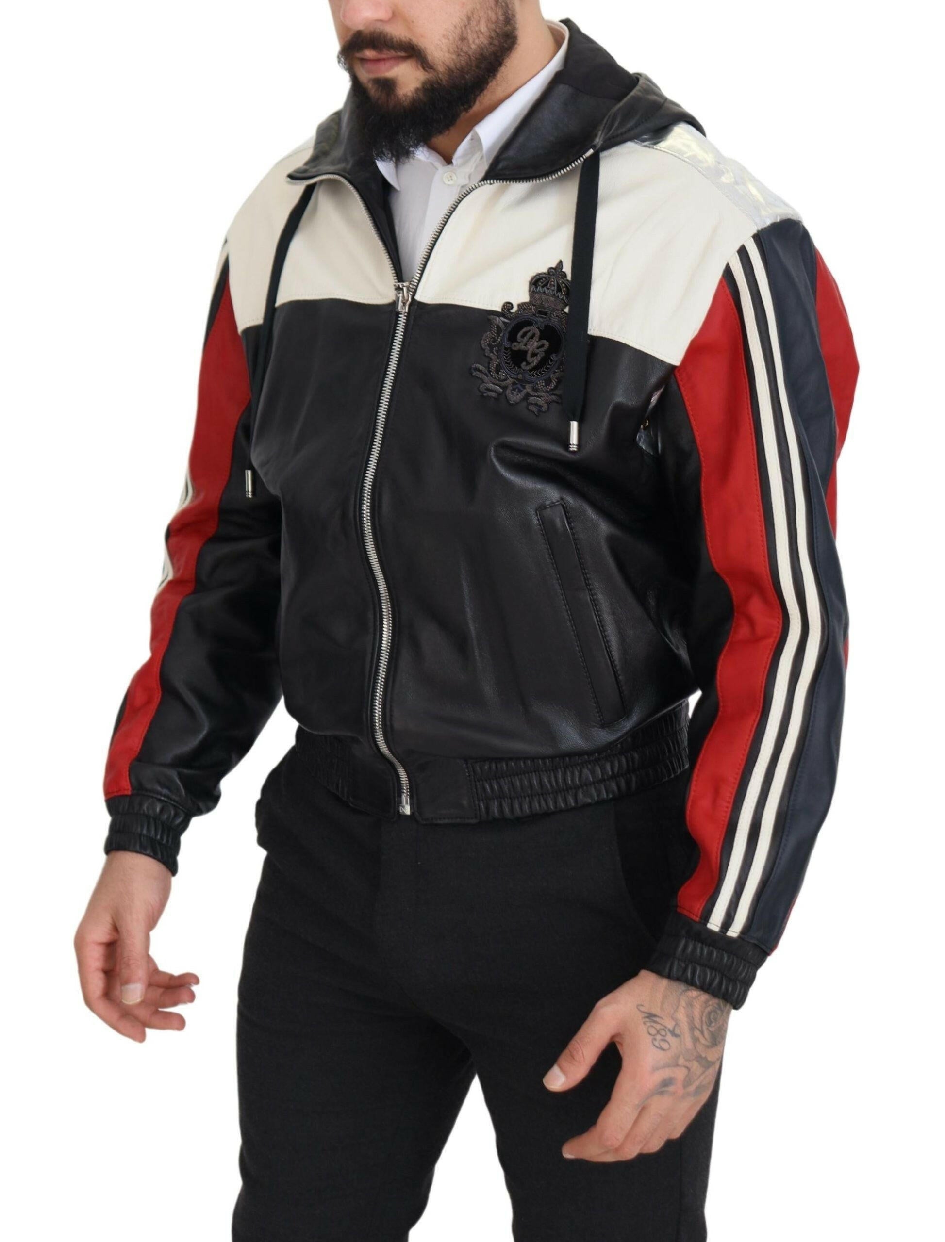 Dolce & Gabbana Black Leather Hooded Blouson Coat Jacket -   -  Dolce & Gabbana.