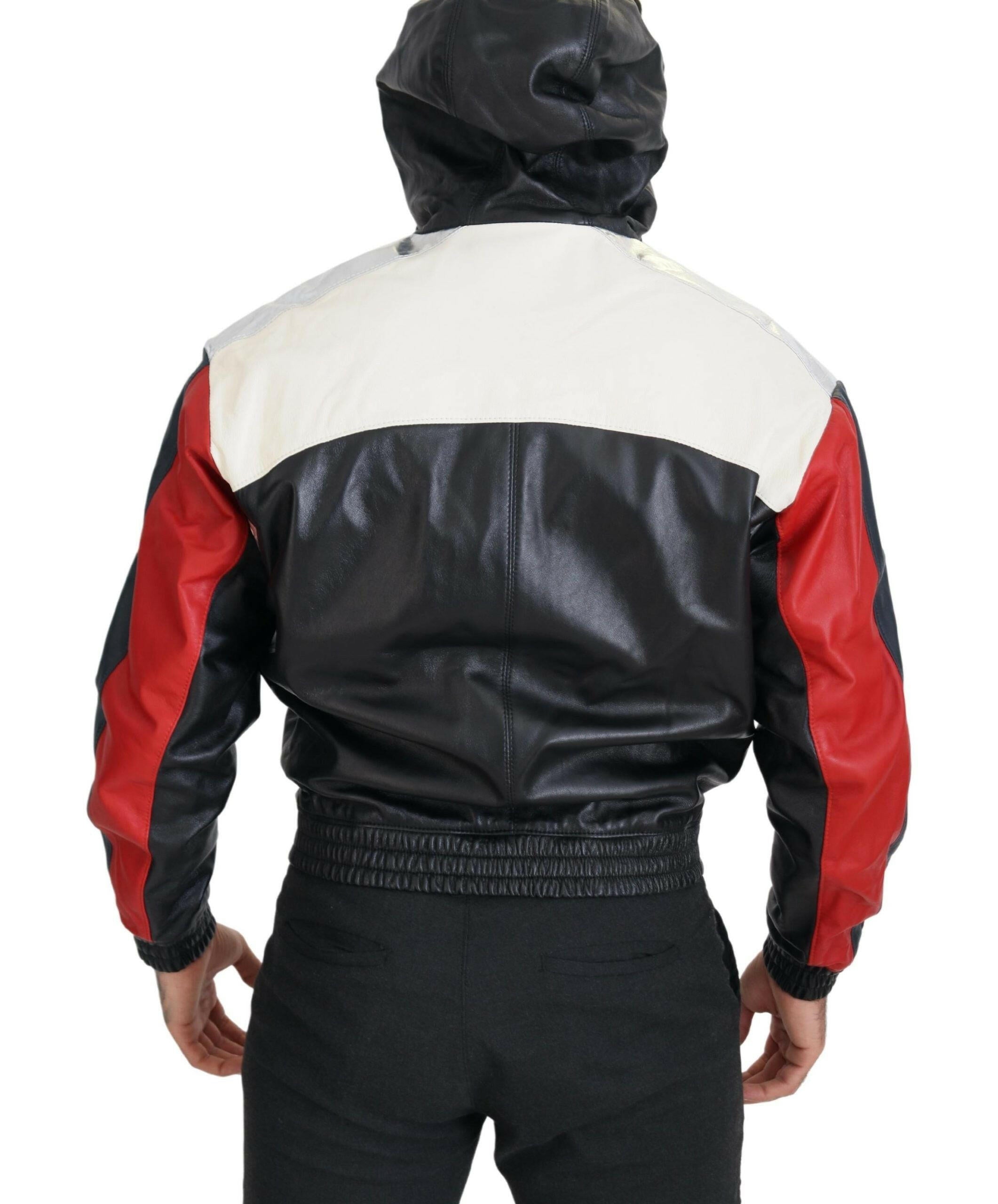 Dolce & Gabbana Black Leather Hooded Blouson Coat Jacket -   -  Dolce & Gabbana.