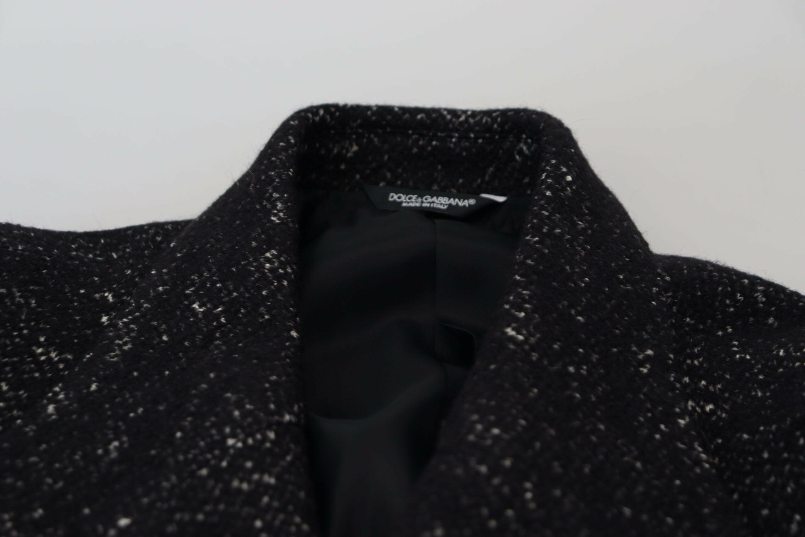 Dolce & Gabbana Black Wool Double Breasted Coat Men Jacket -   -  Dolce & Gabbana.