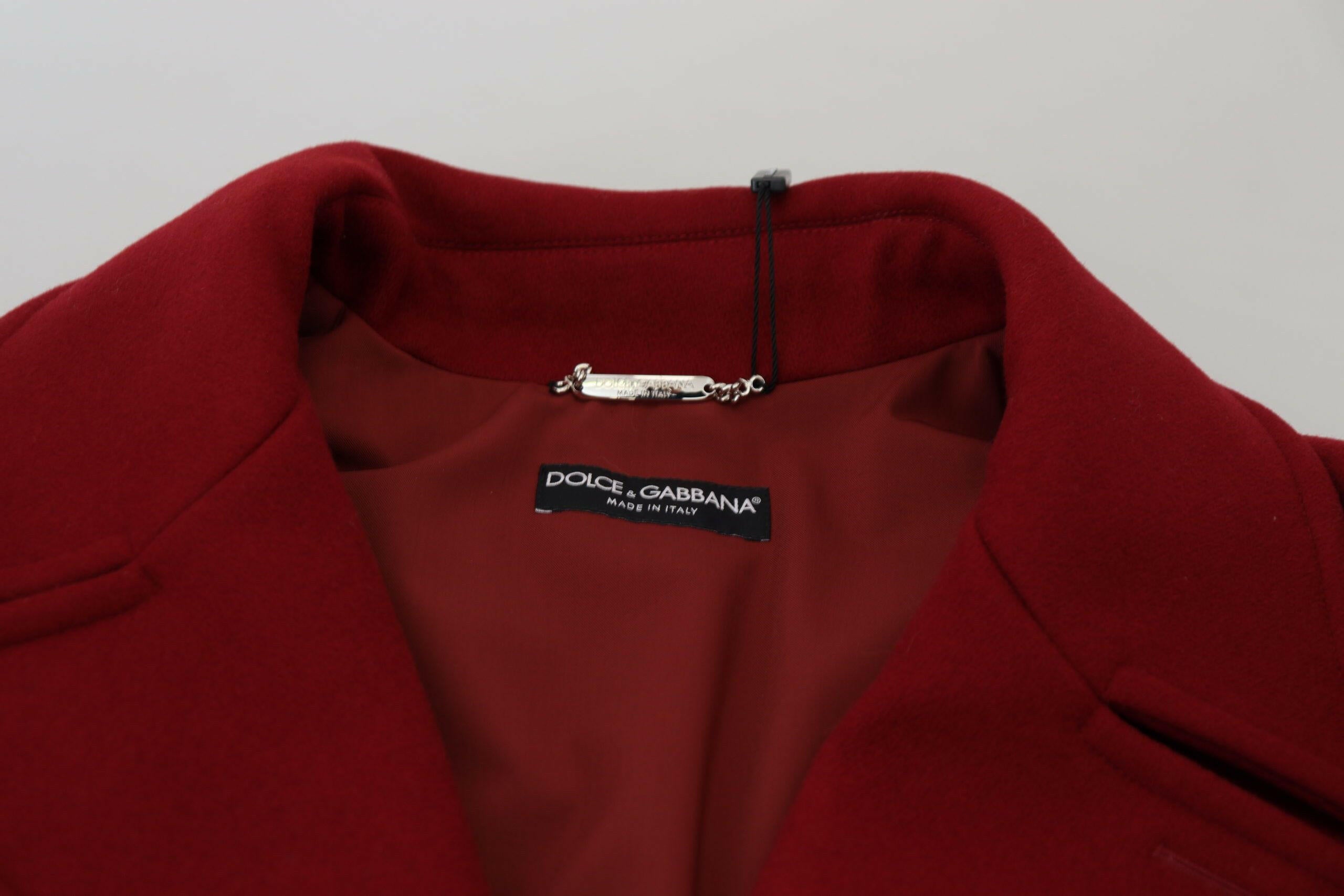 Dolce & Gabbana Red Wool Double Breasted Coat Jacket -   -  Dolce & Gabbana.