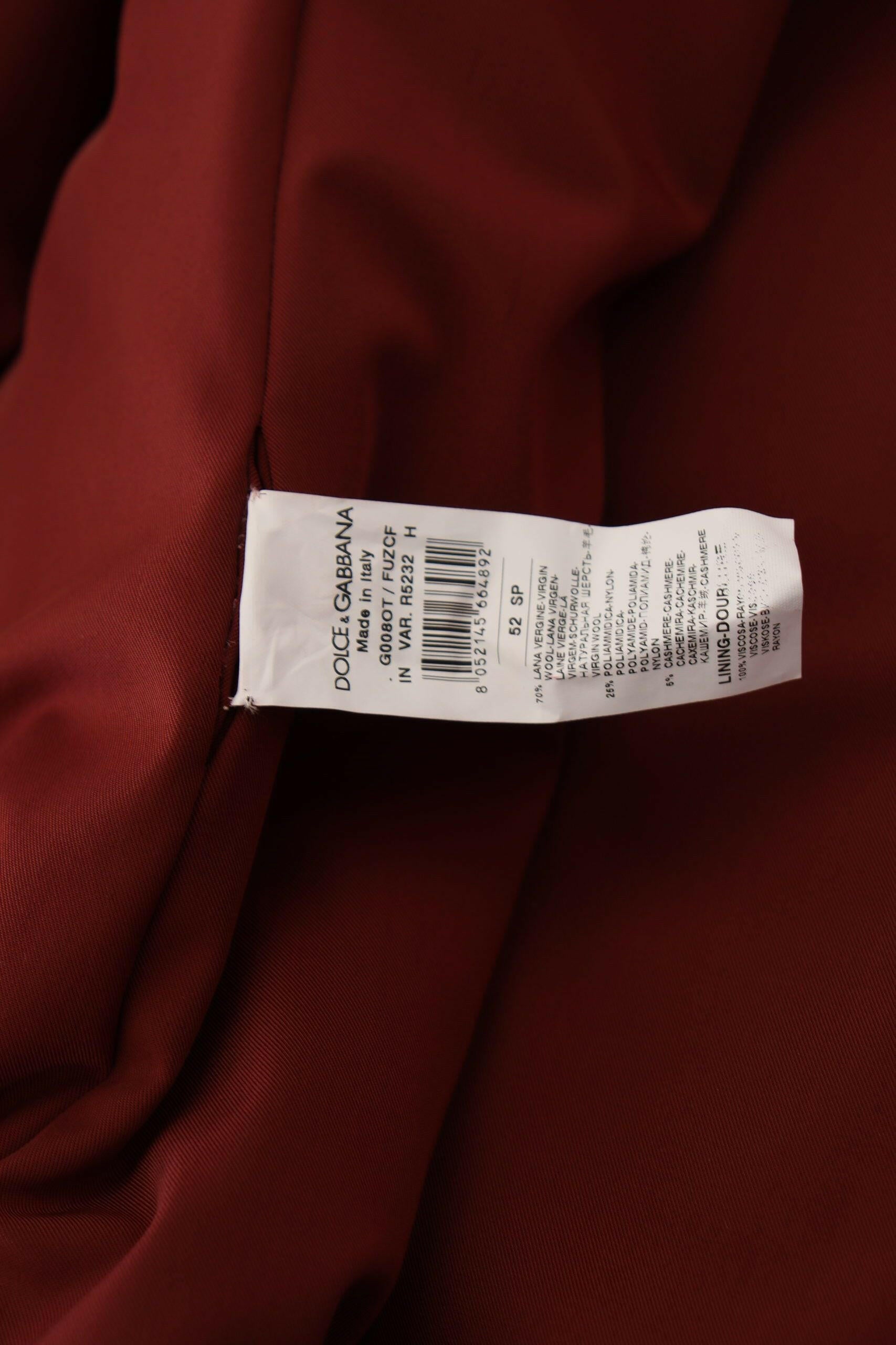 Dolce & Gabbana Red Wool Double Breasted Coat Jacket -   -  Dolce & Gabbana.