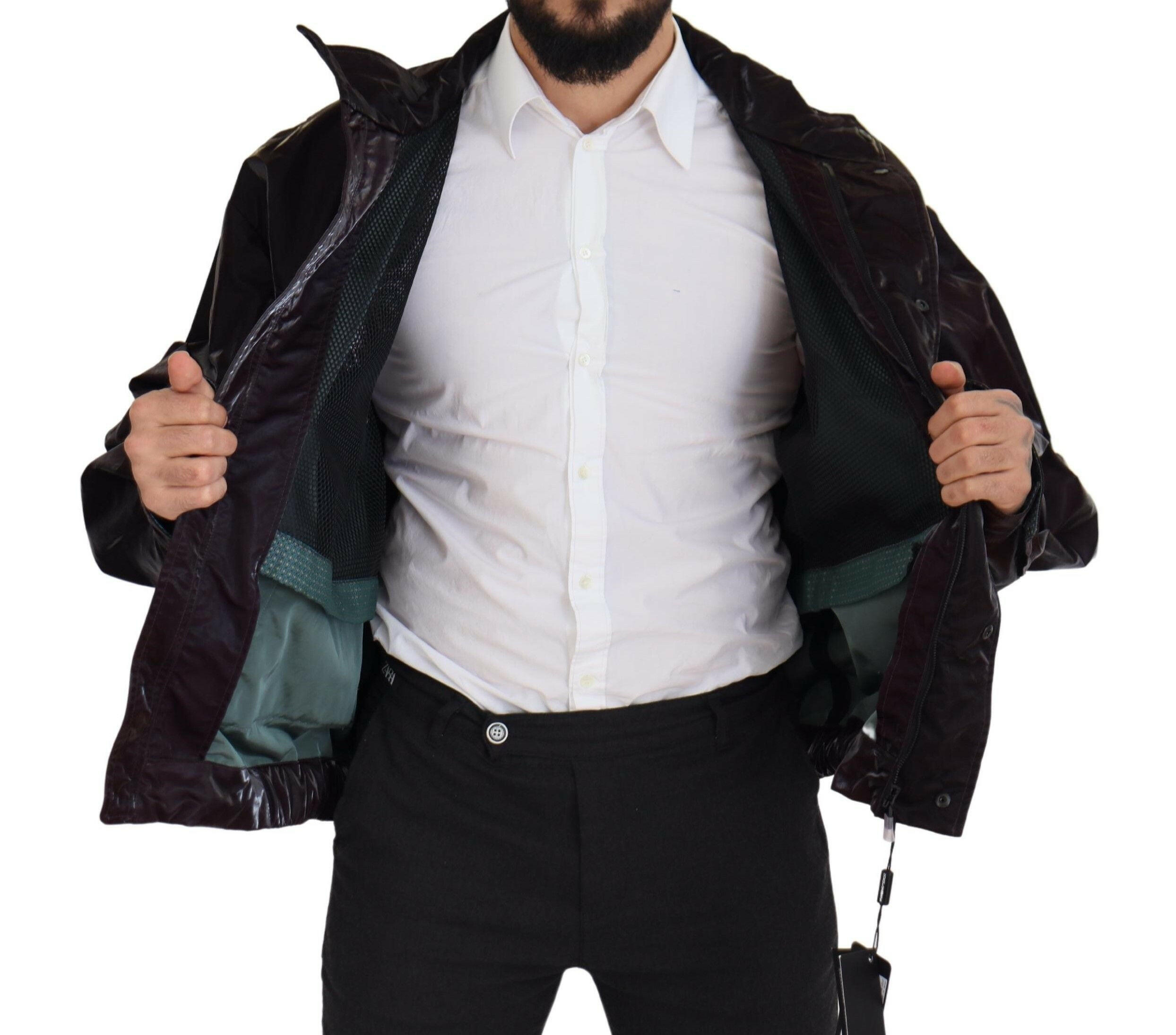 Dolce & Gabbana Bordeaux Nylon Collared Men Coat Jacket -   -  Dolce & Gabbana.