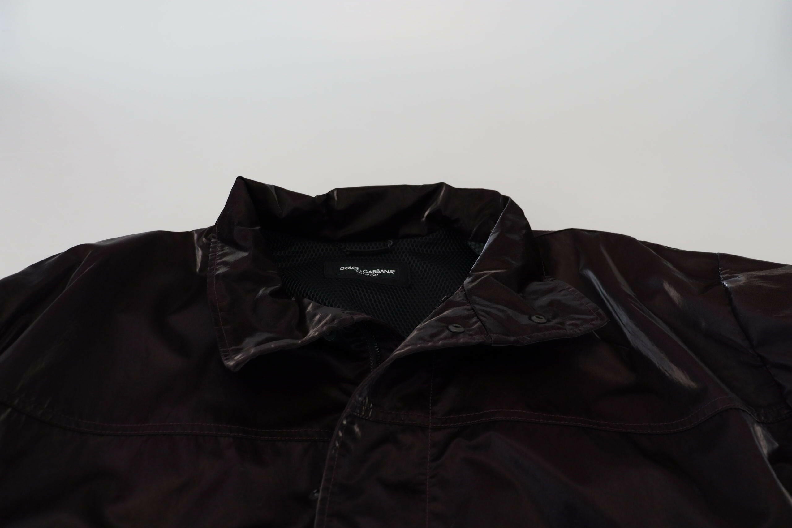 Dolce & Gabbana Bordeaux Nylon Collared Men Coat Jacket -   -  Dolce & Gabbana.