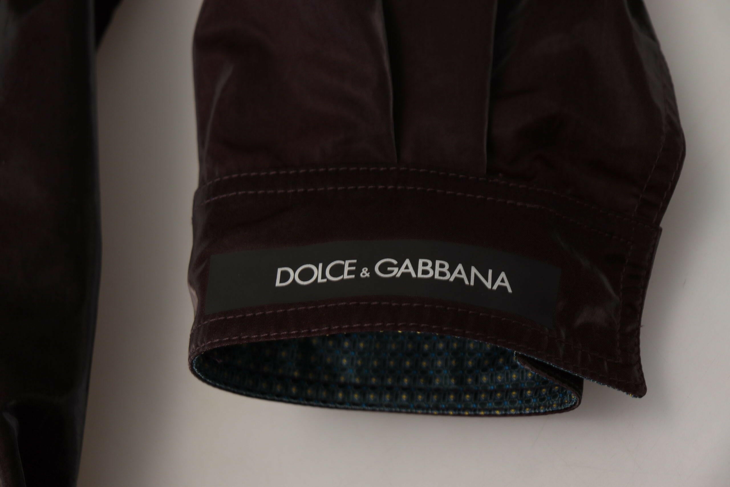 Dolce & Gabbana Bordeaux Nylon Collared Men Coat Jacket -   -  Dolce & Gabbana.
