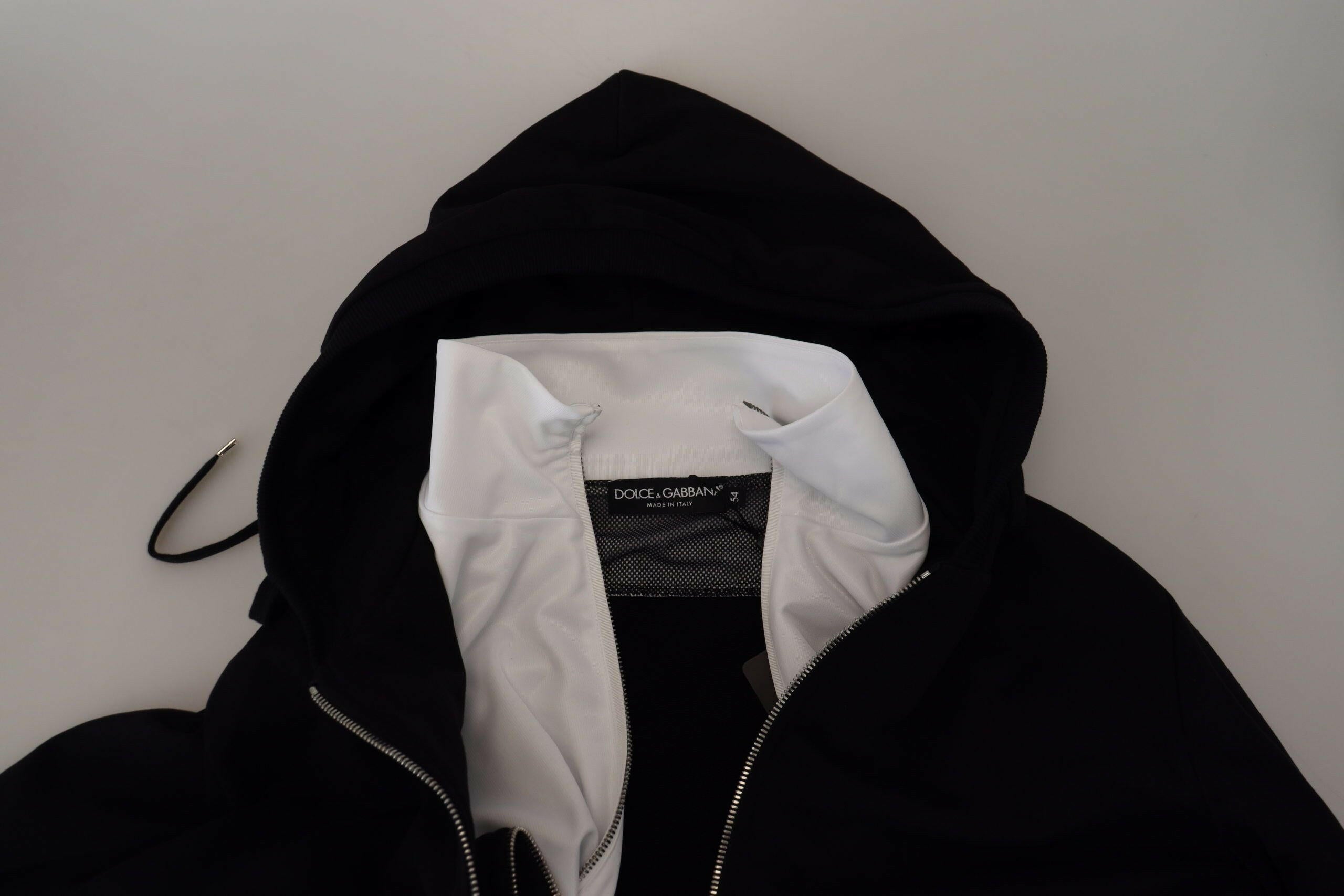 Dolce & Gabbana Black Polyester Hooded Full Zip Jacket -   -  Dolce & Gabbana.