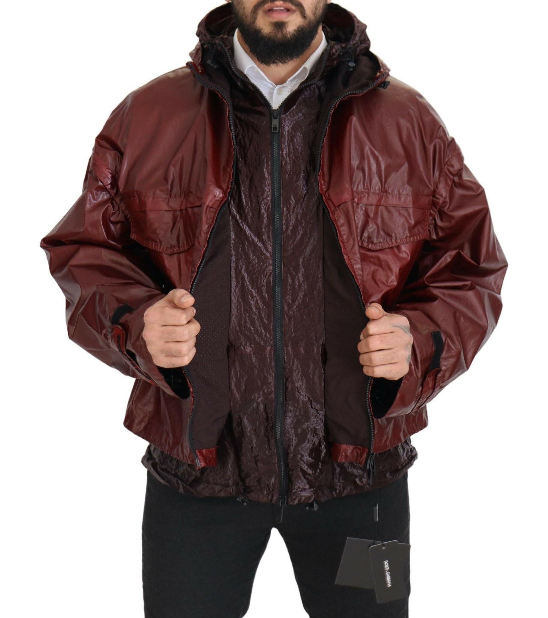Dolce & Gabbana Bordeaux Cotton Hooded Full Zip Jacket -   -  Dolce & Gabbana.