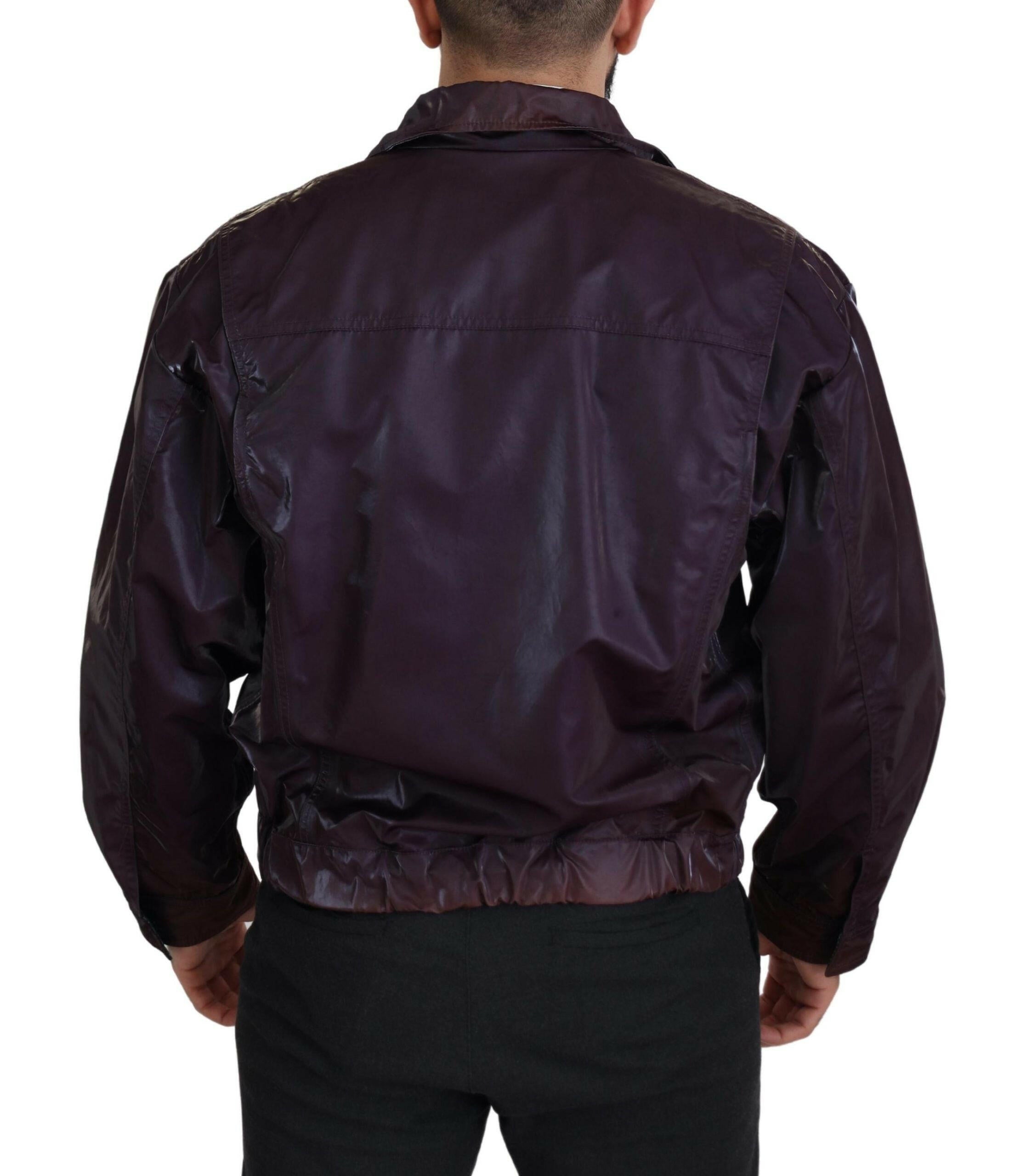 Dolce & Gabbana Purple Nylon Collared Biker Coat Jacket -   -  Dolce & Gabbana.