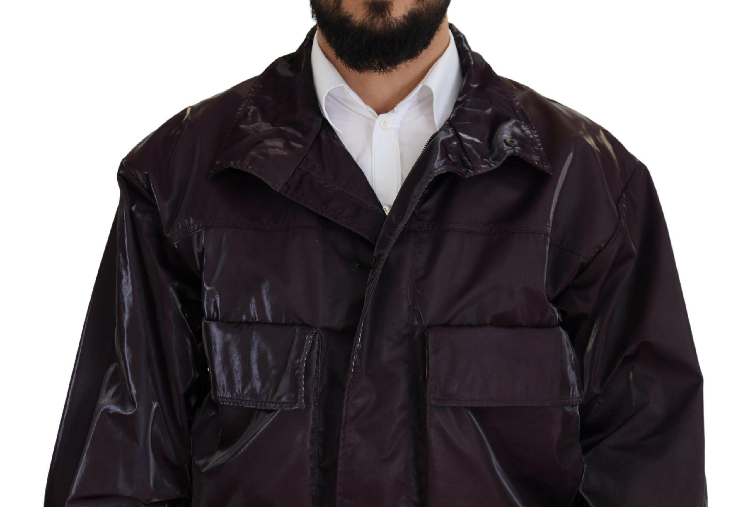 Dolce & Gabbana Purple Nylon Collared Biker Coat Jacket -   -  Dolce & Gabbana.