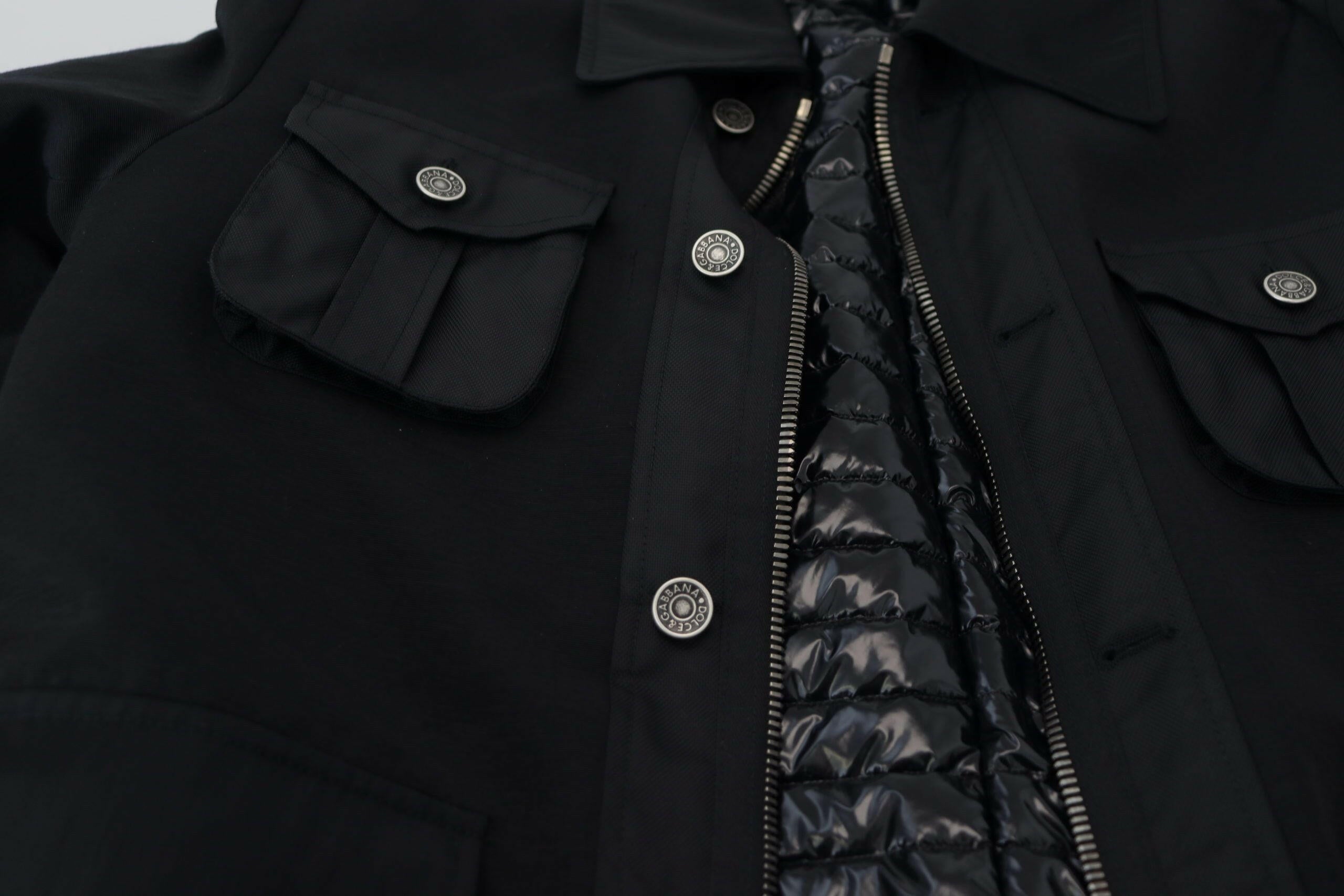 Dolce & Gabbana Black Wool Collared Full Zip Jacket -   -  Dolce & Gabbana.