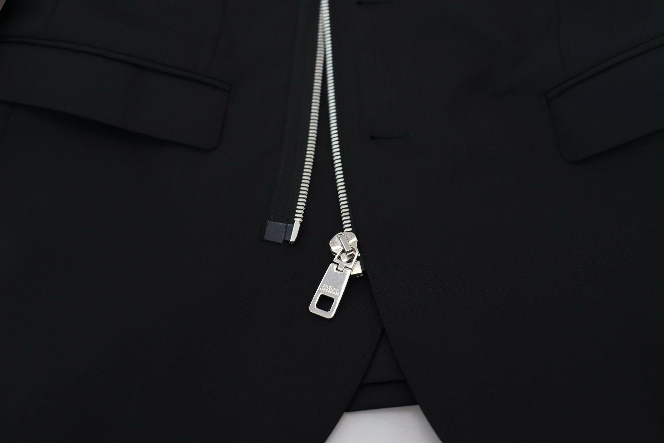 Dolce & Gabbana Black Wool Full Zip Long Sleeves Jacket -   -  Dolce & Gabbana.