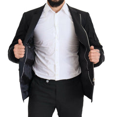 Dolce & Gabbana Black Wool Full Zip Long Sleeves Jacket -   -  Dolce & Gabbana.